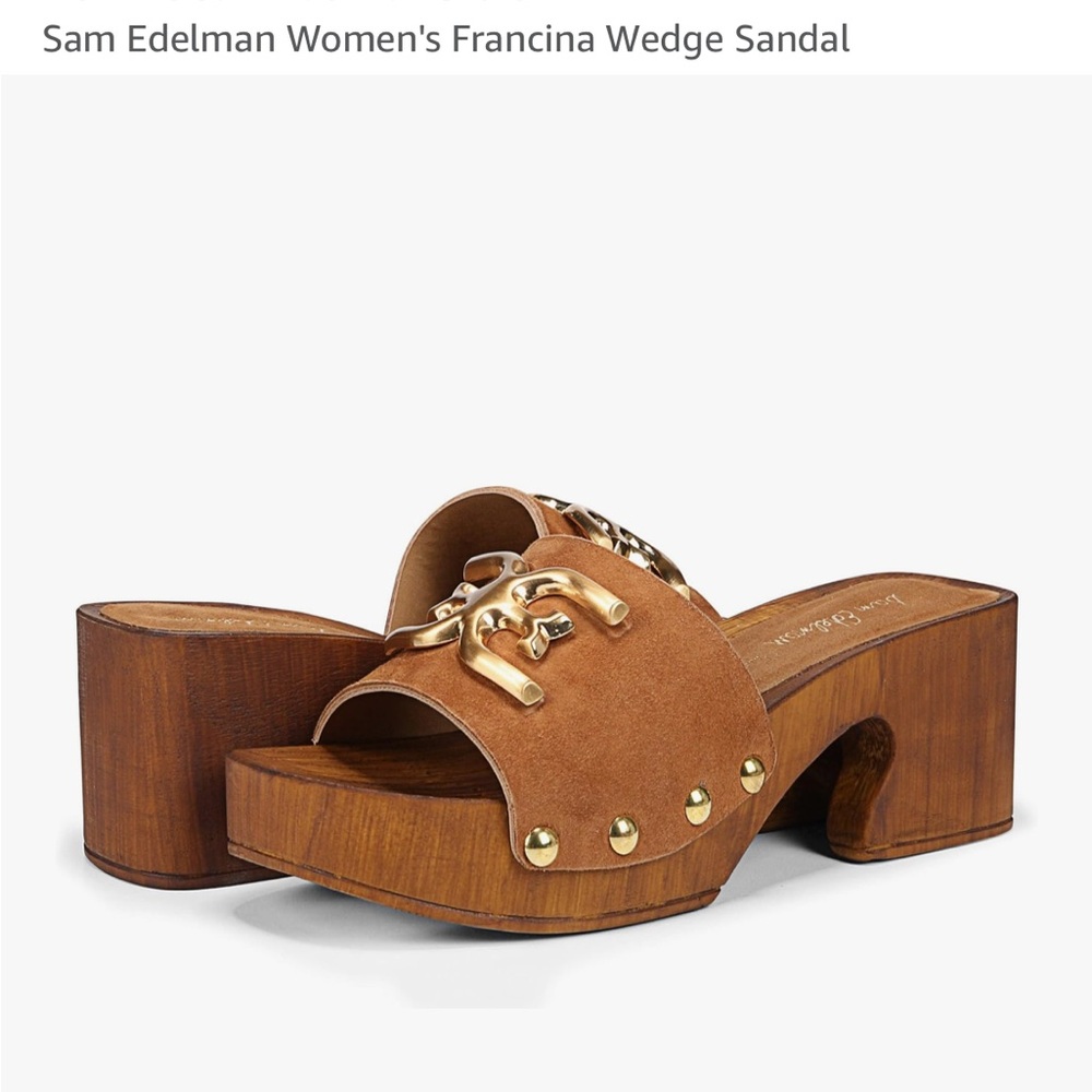 Sam Edelman Tan Clog Sandals with Studded Details
